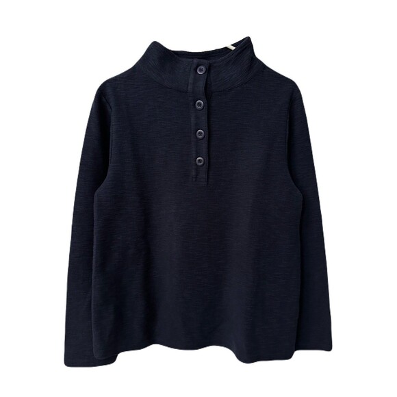 NEW Seasalt Cornwall Women Size 4 Organic Cotton Henley Sweatshirt Maritime Blue - Picture 2 of 8